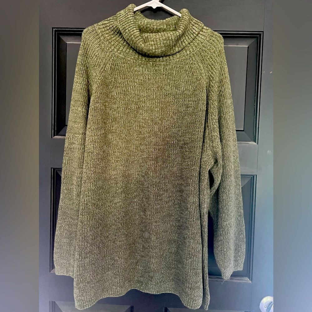 Coldwater Creek 3X Cowlneck Green Sweater